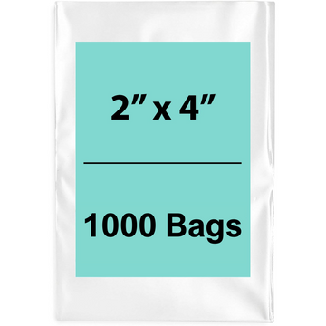 2X4 inches Clear Flat Poly Bags 1.25Mil Open Top (LDPE)